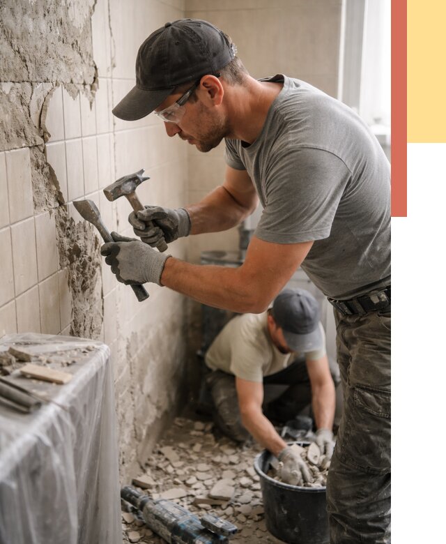 Демонтаж плитки со стен в Кашире от 885 руб. — быстро и недорого | ОТДЕЛОЧНИК-Кшр