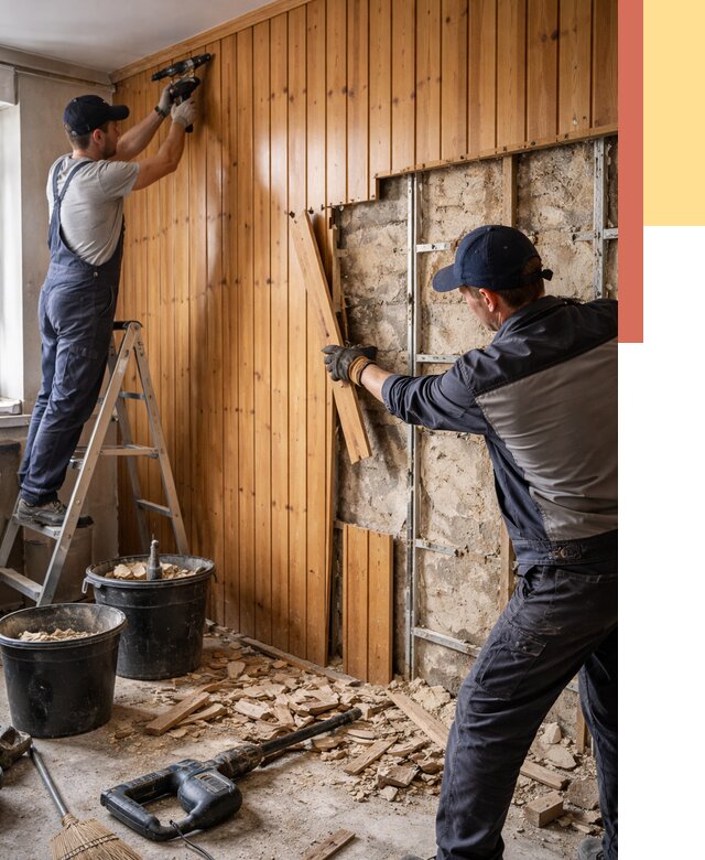 Демонтаж вагонки со стен в Кашире от 1510 руб. — снятие, удаление, срочно | ОТДЕЛОЧНИК-Кшр