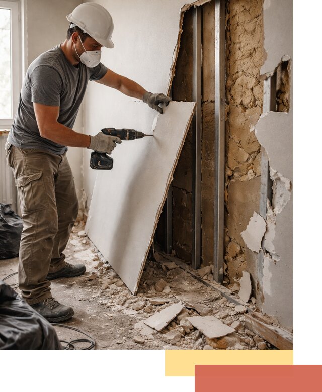 Демонтаж гипсокартона со стен в Кашире качественно и быстро