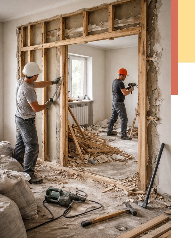 Демонтаж деревянных перегородок в Кашире от 3332 руб. — быстро и недорого | ОТДЕЛОЧНИК-Кшр