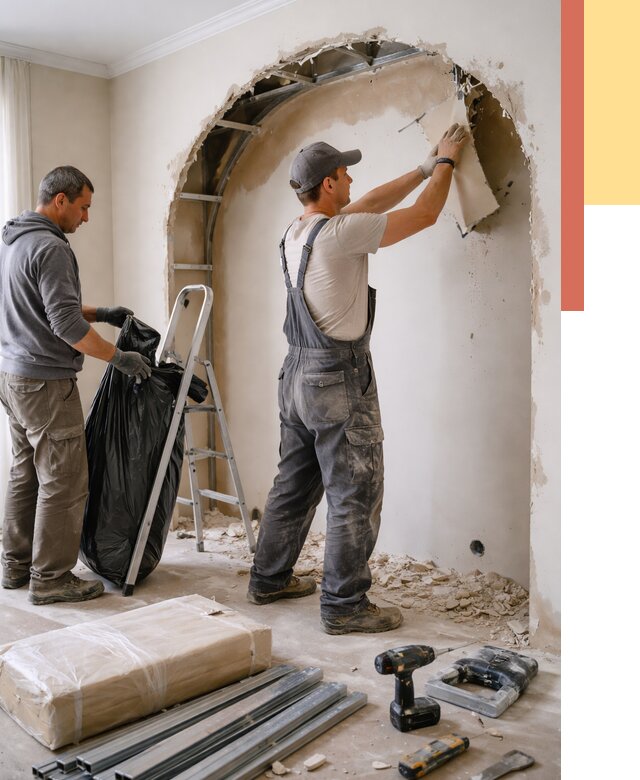 Демонтаж арки из гипсокартона в Кашире от 3645 руб. — услуги под ключ | ОТДЕЛОЧНИК-Кшр