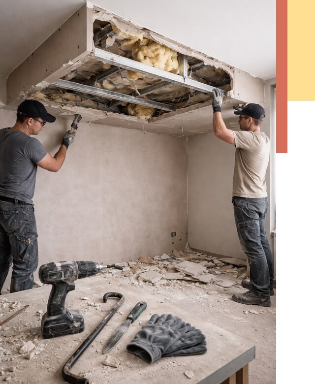 Демонтаж короба из гипсокартона в Кашире от 1583 руб. — быстро и недорого | ОТДЕЛОЧНИК-Кшр