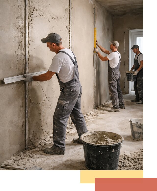 Штукатурка стен по маякам в Кашире — точная и ровная поверхность