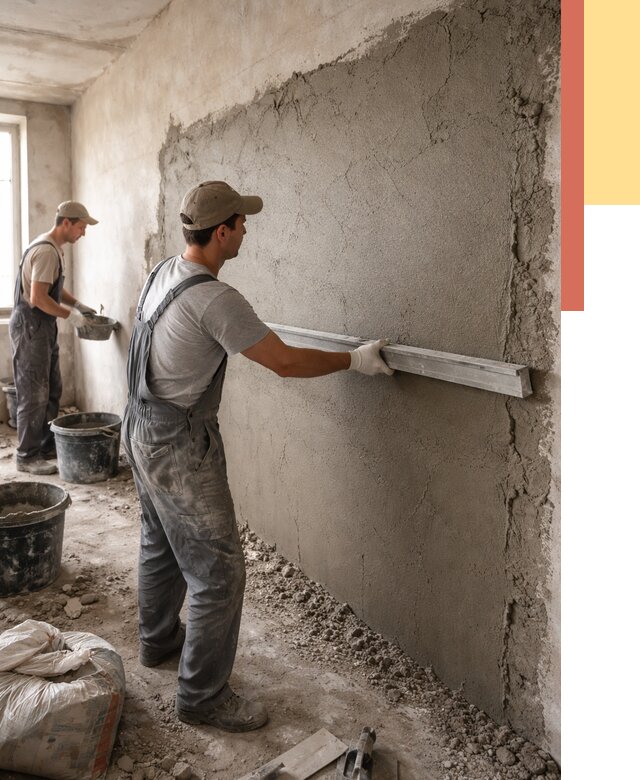 Цементная штукатурка стен в Кашире от 4686 руб/м2 — быстро и недорого | ОТДЕЛОЧНИК-Кшр