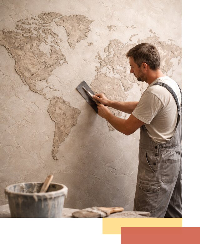 Декоративная штукатурка «Карта мира» под ключ в Кашире