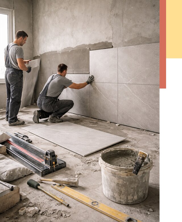 Облицовка стен керамогранитом в Кашире от 4374 руб./м² — услуги под ключ | ОТДЕЛОЧНИК-Кшр