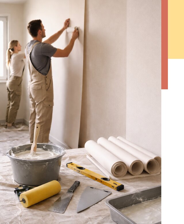 Поклейка бумажных обоев в Кашире от 5728 руб./м2 — быстро и недорого | ОТДЕЛОЧНИК-Кшр