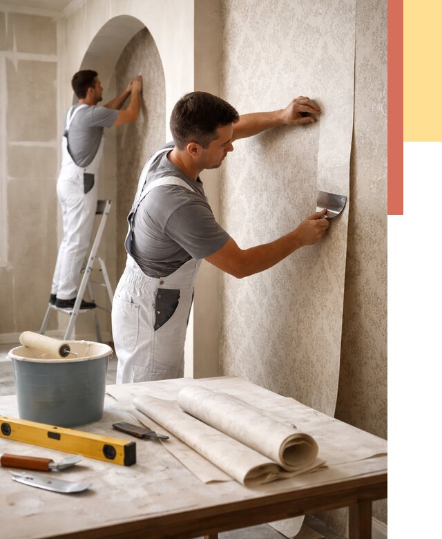 Поклейка обоев на сложные стены в Кашире от 2916 руб. под ключ | ОТДЕЛОЧНИК-Кшр