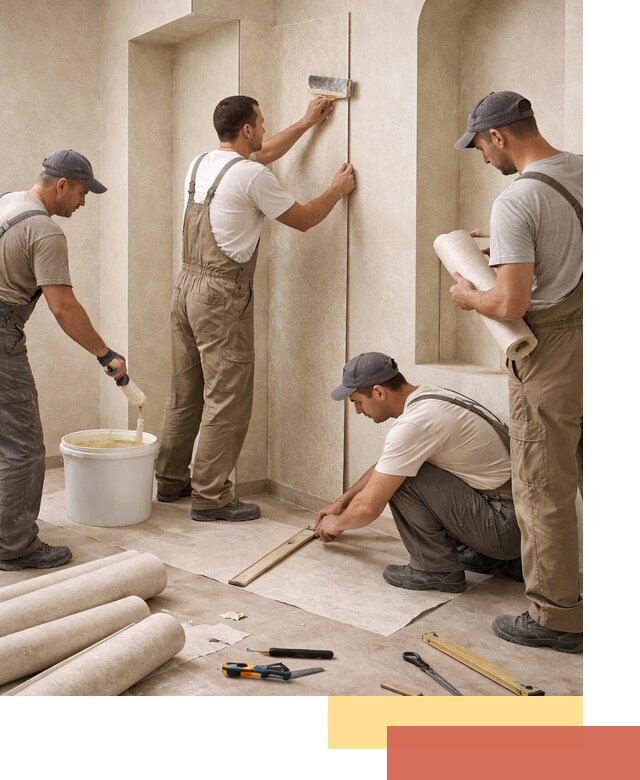 Поклейка обоев на сложные стены и неровные поверхности в Кашире