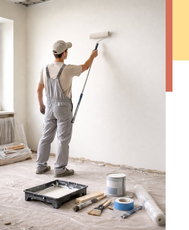 Покраска стен водоэмульсионной краской в Кашире от 469 руб. за м² | ОТДЕЛОЧНИК-Кшр