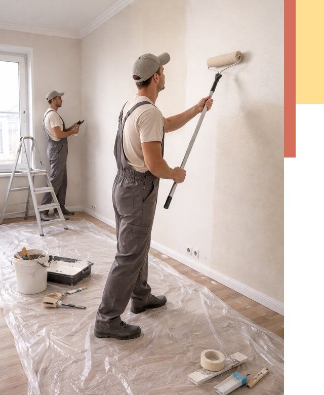 Покраска стен акриловой краской в Кашире от 3645 руб./м² — быстро и недорого | ОТДЕЛОЧНИК-Кшр