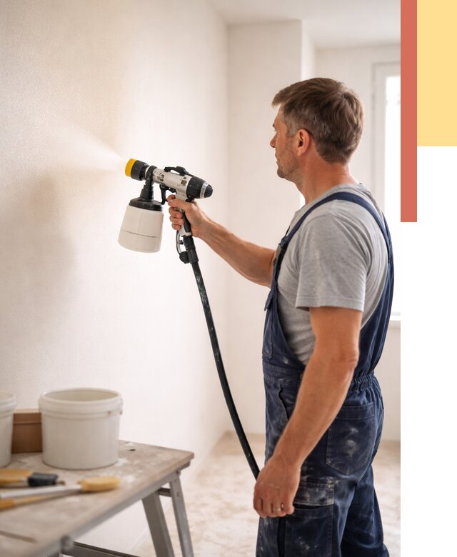 Покраска стен краскопультом в Кашире от 7811 руб. — механизированная покраска | ОТДЕЛОЧНИК-Кшр