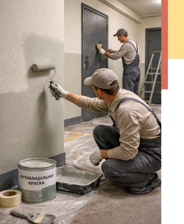 Покраска стен антивандальной краской в Кашире от 4686 руб./м² под ключ | ОТДЕЛОЧНИК-Кшр