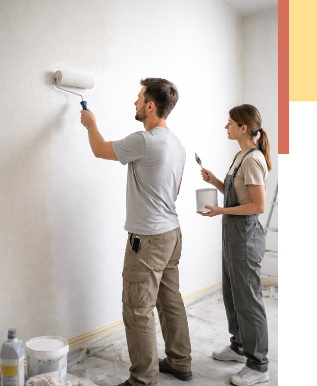 Окраска стен по стеклохолсту в Кашире от 4686 руб/м² под ключ | ОТДЕЛОЧНИК-Кшр