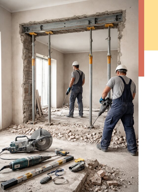 Прорезка проема в стене в Кашире от 4686 руб. — быстро и недорого | ОТДЕЛОЧНИК-Кшр