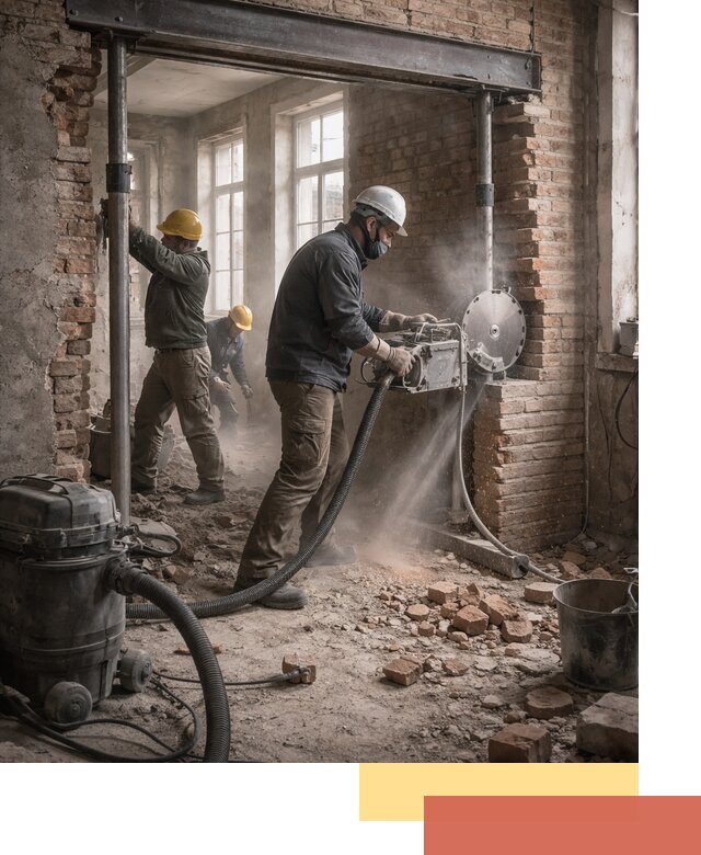 Прорезка проема в стене под дверной или оконный проем в Кашире