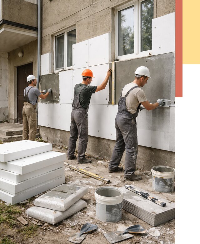 Утепление стен пенопластом в Кашире от 1822 руб. — недорого и под ключ | ОТДЕЛОЧНИК-Кшр