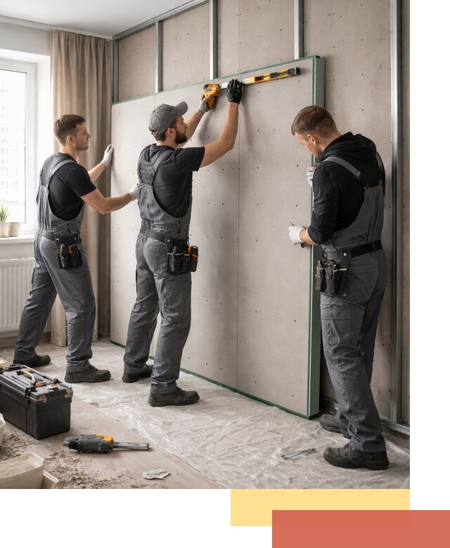 Шумоизоляция стен панелями ЗИПС в Кашире для жилых и коммерческих помещений