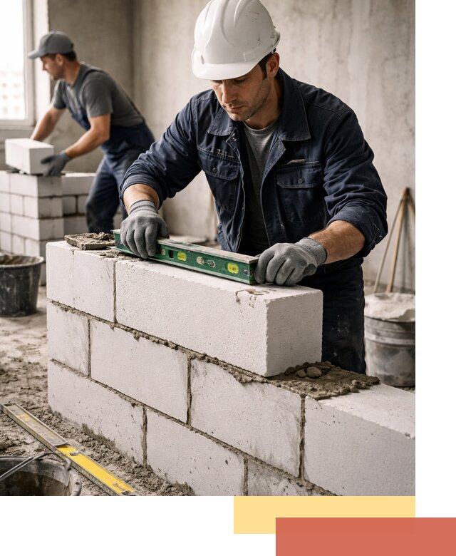 Кладка перегородок из пеноблока под ключ в Кашире