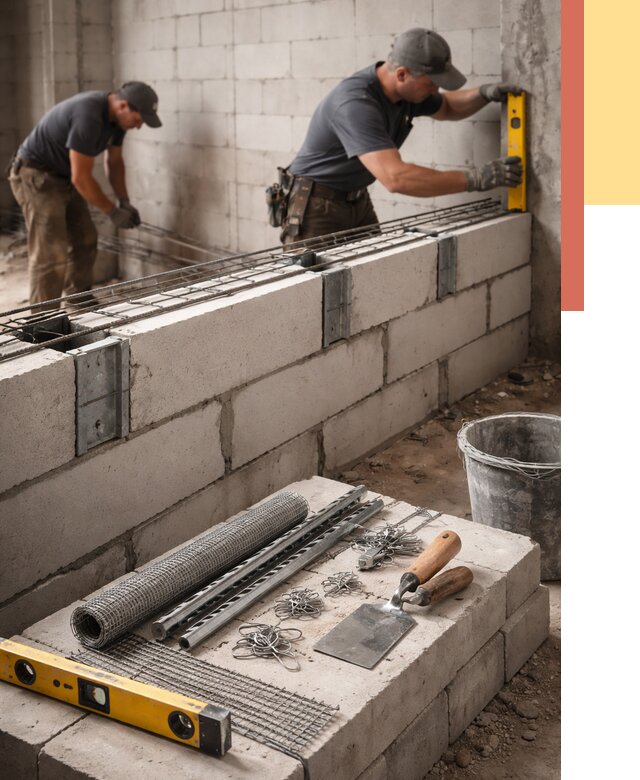 Армирование кладки перегородок в Кашире от 781 руб. под ключ | ОТДЕЛОЧНИК-Кшр