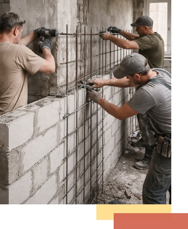 Армирование кладки перегородок в Кашире профессионально и надёжно