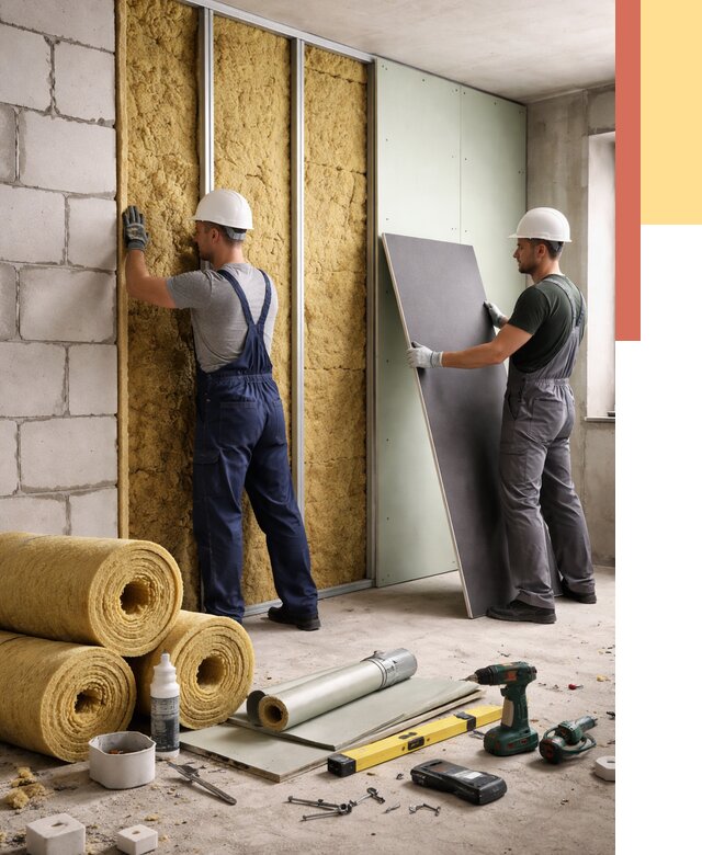 Шумоизоляция перегородок из блоков в Кашире от 1927 руб./м² — быстро и недорого | ОТДЕЛОЧНИК-Кшр