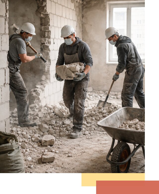 Демонтаж блочных перегородок в Кашире быстро и аккуратно