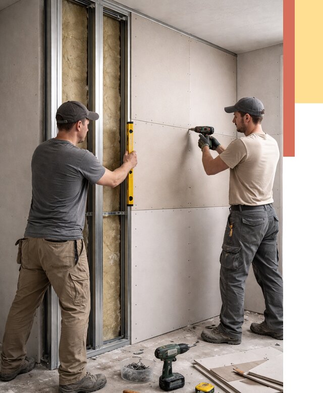 Монтаж двухслойной перегородки из гипсокартона в Кашире от 1510 руб. | ОТДЕЛОЧНИК-Кшр