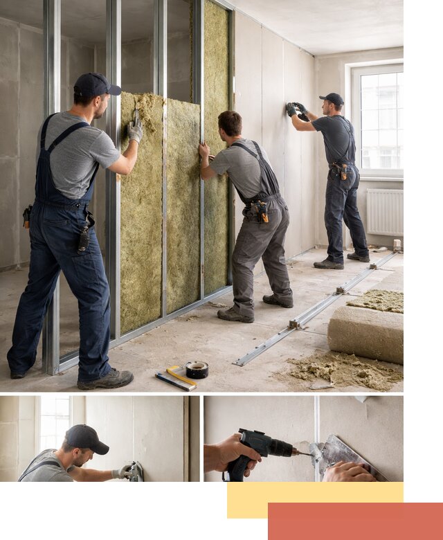 Перегородка из гипсокартона с шумоизоляцией в Кашире — монтаж под ключ