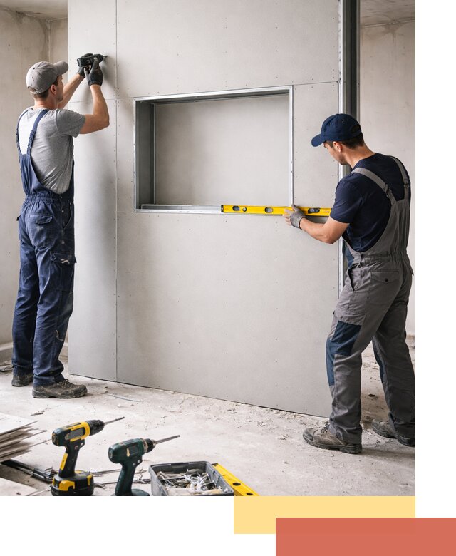 Перегородка из гипсокартона с нишей под декор в Кашире