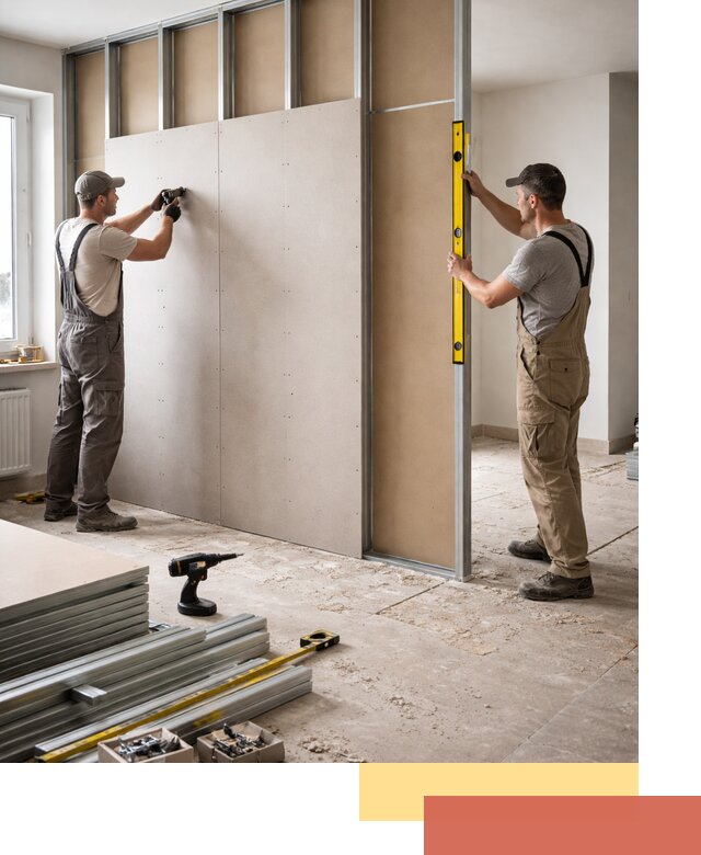 Зонирующая перегородка из гипсокартона под ключ в Кашире