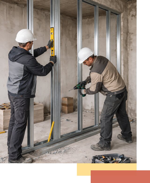 Монтаж каркаса перегородки из профиля в Кашире