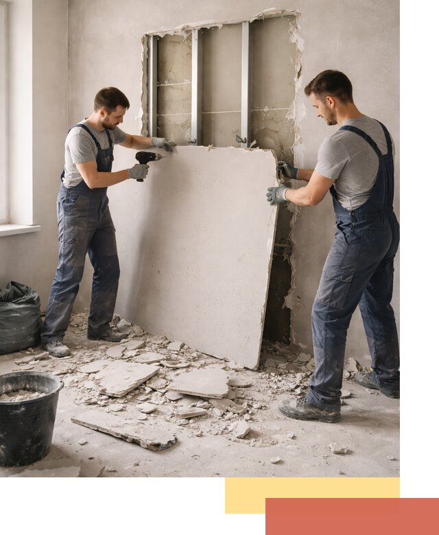 Демонтаж перегородки из гипсокартона в Кашире быстрый и аккуратный