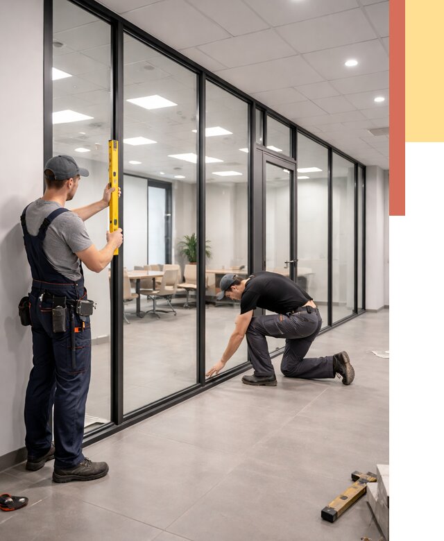 Каркасные стеклянные перегородки в Кашире под ключ от 9581 руб. | ОТДЕЛОЧНИК-Кшр