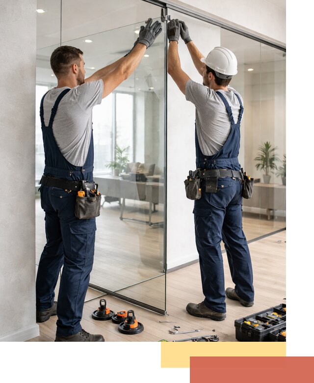 Безрамные стеклянные перегородки под ключ в Кашире