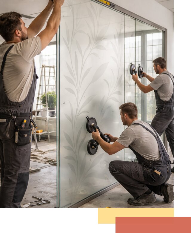 Стеклянные перегородки с рисунком на заказ в Кашире