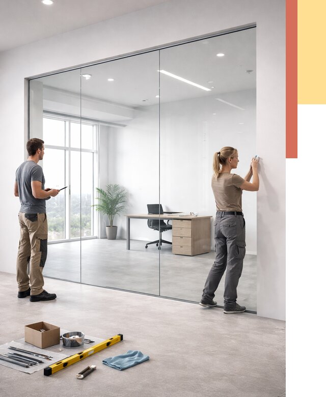 Перегородки из закаленного стекла в Кашире от 9893 руб. под ключ | ОТДЕЛОЧНИК-Кшр