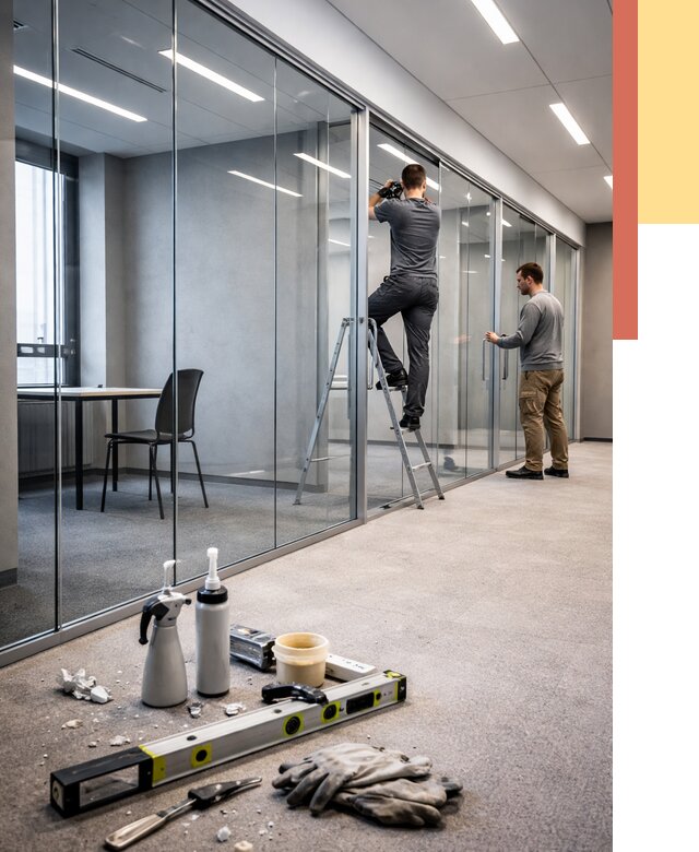 Стеклянные офисные перегородки в Кашире от 8852 руб. — монтаж и установка | ОТДЕЛОЧНИК-Кшр