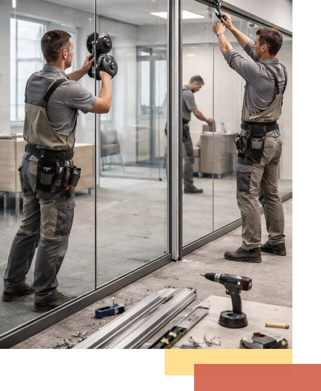 Стеклянные офисные перегородки под ключ в Кашире