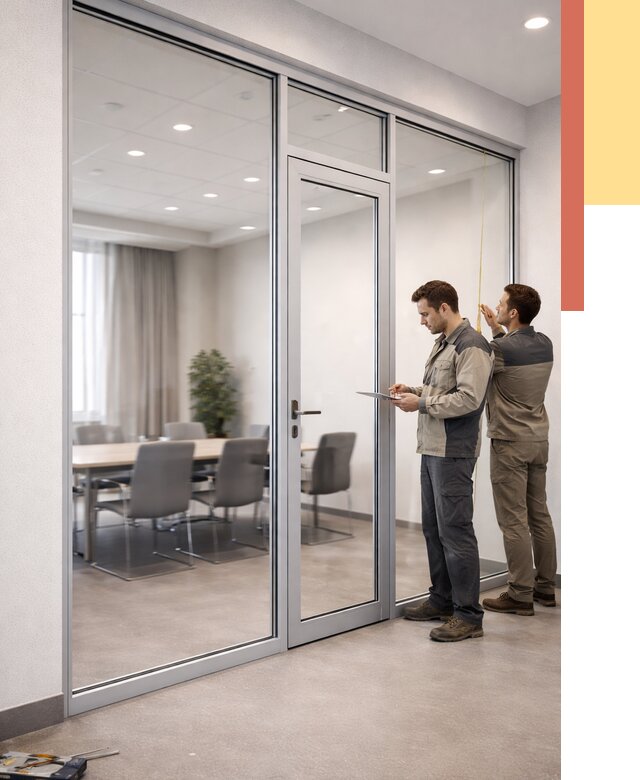 Установка и монтаж алюминиевых перегородок со стеклом в Кашире от 8539 руб. | ОТДЕЛОЧНИК-Кшр