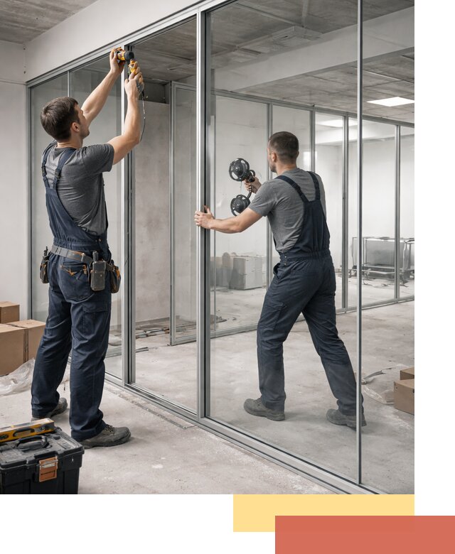 Алюминиевые перегородки со стеклом в Кашире — изготовление и монтаж