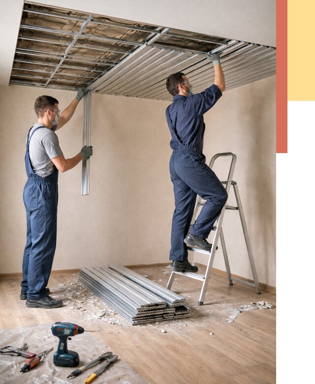 Демонтаж реечного потолка в Кашире от 4686 руб. быстро и недорого | ОТДЕЛОЧНИК-Кшр