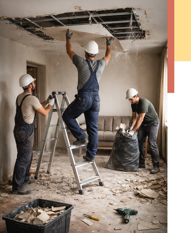 Демонтаж гипсокартонного потолка в Кашире от 437 руб. за м2 — ОТДЕЛОЧНИК-Кшр