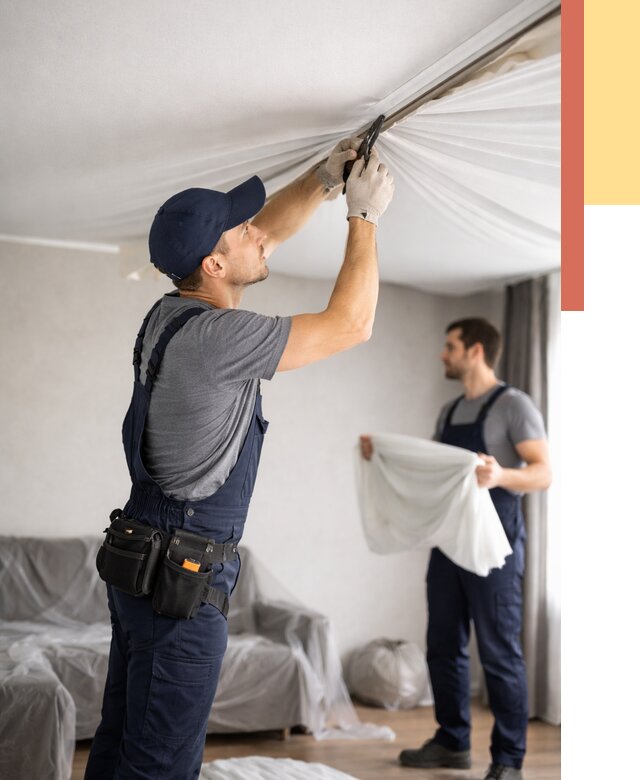 Демонтаж натяжного потолка в Кашире от 4686 руб. — снятие и разбор под ключ | ОТДЕЛОЧНИК-Кшр