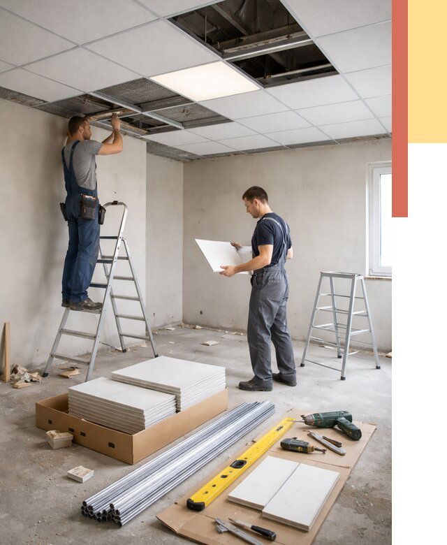 Монтаж потолка армстронг в Кашире от 4686 руб/м2 — быстрая установка под ключ | ОТДЕЛОЧНИК-Кшр