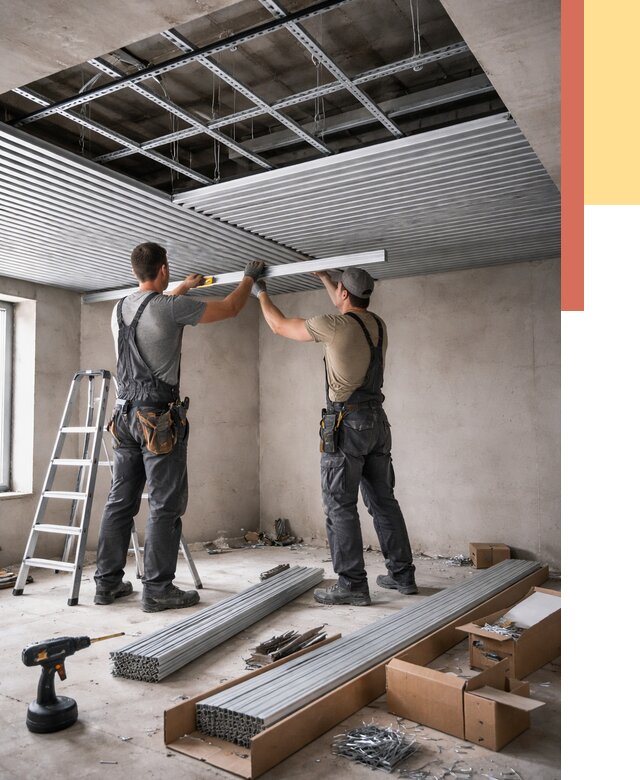 Монтаж реечного потолка в Кашире от 4686 руб. под ключ | ОТДЕЛОЧНИК-Кшр