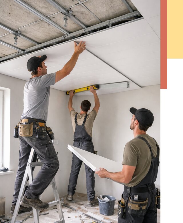 Монтаж потолка из ПВХ панелей в Кашире от 3645 руб./м2 — быстро и недорого | ОТДЕЛОЧНИК-Кшр