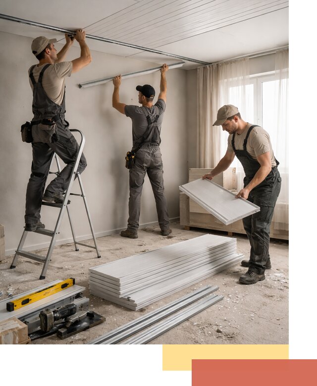 Монтаж потолка из ПВХ панелей в Кашире оперативно и качественно