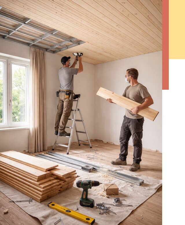 Монтаж потолка из вагонки в Кашире от 6769 руб. | Быстро и недорого — ОТДЕЛОЧНИК-Кшр