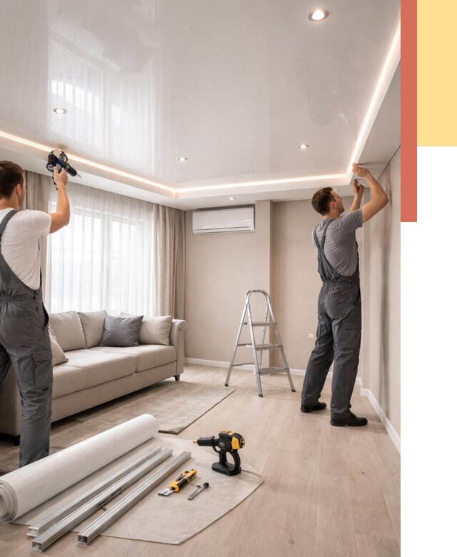 Монтаж глянцевого натяжного потолка в Кашире от 781 руб. под ключ | ОТДЕЛОЧНИК-Кшр